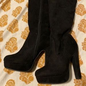 Black thigh high boots